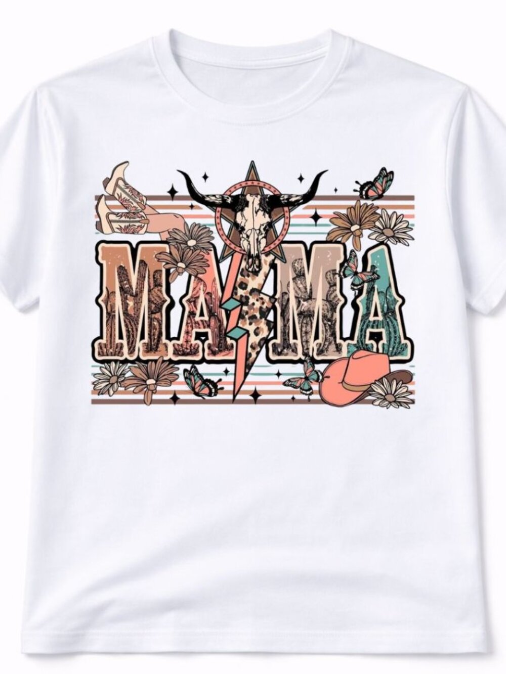Mama Western Graphic T Shirt Trendy Boutique Style Tee Womens White Custom Tops